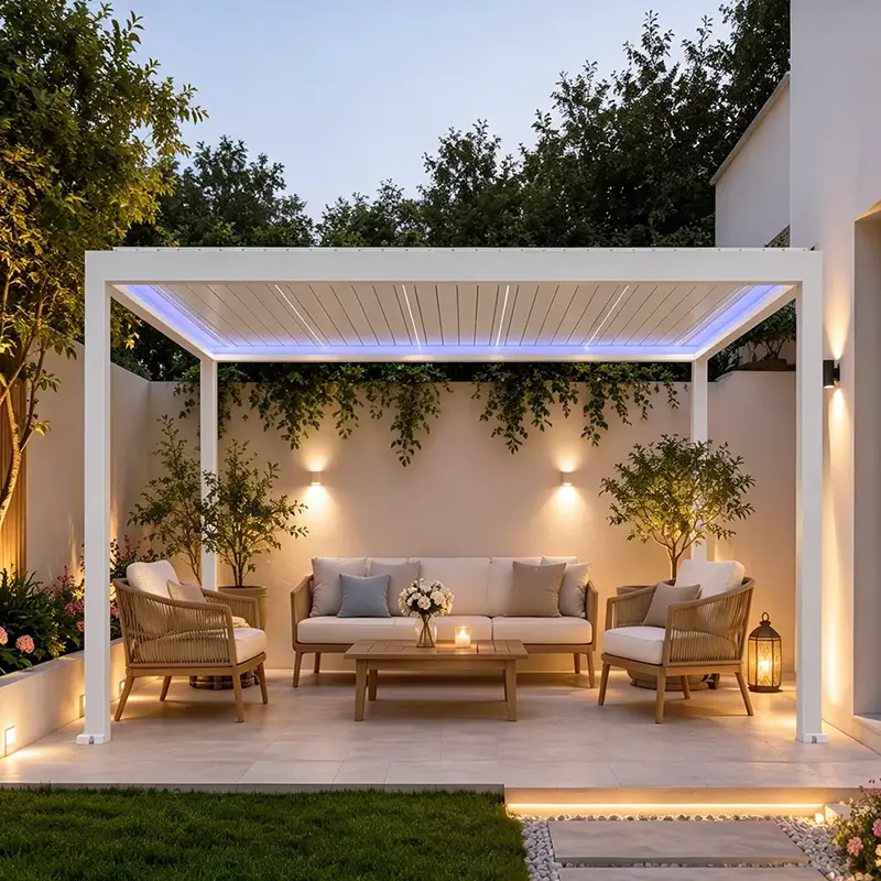 Hoe kan een gemotoriseerde intrekbare pergola met lamellen de buitenruimtes transformeren?