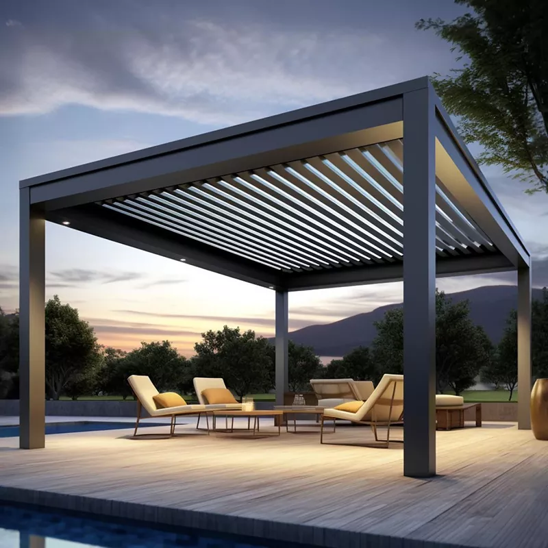 Verstelbare aluminium pergola met lamellen